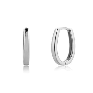 Oval Hoop Earrings In Sterling Silver