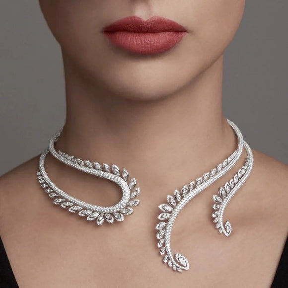 Cubic Zirconia Necklace Earring Set