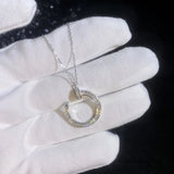 Moissanite Open Circle Pendant Necklace In  Sterling Silver