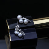 Freshwater Multi Pearl Earrings In Sterling Silver