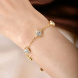 Moissanite Leaf  Bracelet In 14k Gold plated