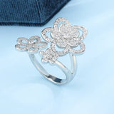 Floral Ring In Sterling  Silver