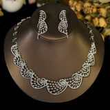 Cubic Zirconia Circular Necklace Engagement Set