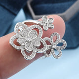 Floral Ring In Sterling  Silver