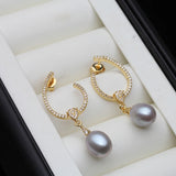 C Freshwater Pearl Earrings In Gold Palted