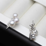 Freshwater Multi Pearl Earrings In Sterling Silver