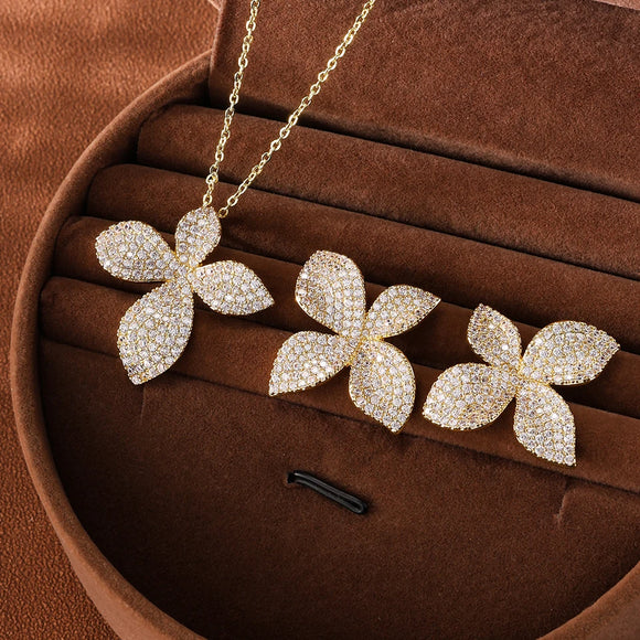 Flower Necklace Earring  Set