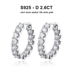 Moissanite HoopEarring In Sterling Sliver