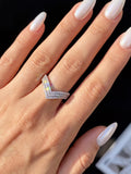 Moissanite V Ring In Sterling Silver