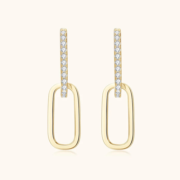 Moissanite Link Earrings In 14K Gold Plated