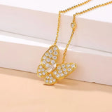 Moissanite Butterfly Pendant In 18K Gold Plated