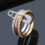Triple Layer Ring In 18k gold plated