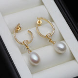 C Freshwater Pearl Earrings In Gold Palted
