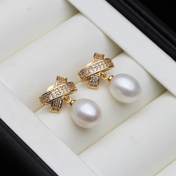 N Natural Freshwater Pearl Earrings