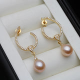 C Freshwater Pearl Earrings In Gold Palted