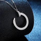 Moissanite Open Circle Pendant Necklace In  Sterling Silver