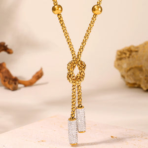 Long Pendant Necklace&Bracelet  In Gold Plated