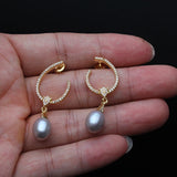 C Freshwater Pearl Earrings In Gold Palted