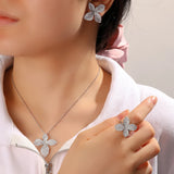 Flower Necklace Earring  Set