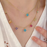 Multi Color Necklace In Sterling Silver