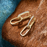 Moissanite Link Earrings In 14K Gold Plated