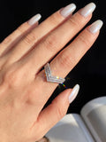 Moissanite V Ring In Sterling Silver