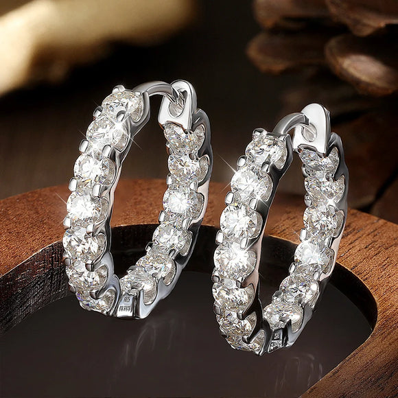 Moissanite HoopEarring In Sterling Sliver