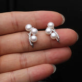 Freshwater Multi Pearl Earrings In Sterling Silver