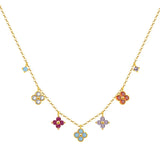 Multi Color Necklace In Sterling Silver