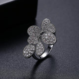 Cubic Zirconia Flower Open Rings In Gold Plated