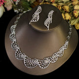 Cubic Zirconia Circular Necklace Engagement Set