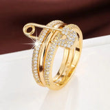 Triple Layer Ring In 18k gold plated