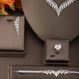 Leaf Necklace Earrings Bracelet Rings Set