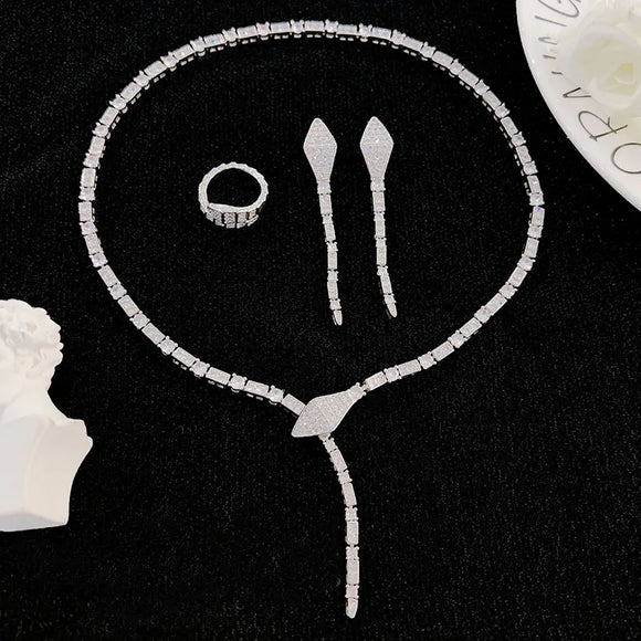 Snake Necklace Earrings Ring Set