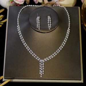 Cubic Zirconia Necklace and Earrings Set