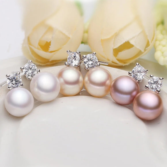 P Freshwater Pearl Earrings In Sterling Silver