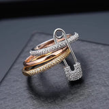 Triple Layer Ring In 18k gold plated