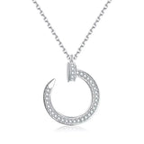 Moissanite Open Circle Pendant Necklace In  Sterling Silver