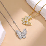 Moissanite Butterfly Pendant In 18K Gold Plated