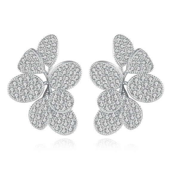 Cubic Zirconia  Flower Stud Earrings In Gold Plated