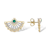 Sparkling Emerald Diamond  Stud Earrings  In 14K Yellow Gold
