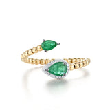 Sparkling Emerald Diamond  Rings In 14K Yellow Gold