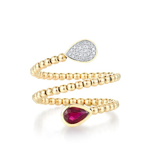 Sparkling Ruby And  Diamond Ring In 14K Gold