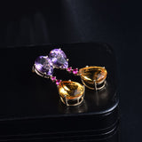 14K Yellow Gold Amethyst And Citrine Drop Earrings