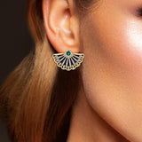 Sparkling Emerald Diamond  Stud Earrings  In 14K Yellow Gold