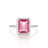 Sparkling  Pink Topaz Ring In 14K  Rose Gold